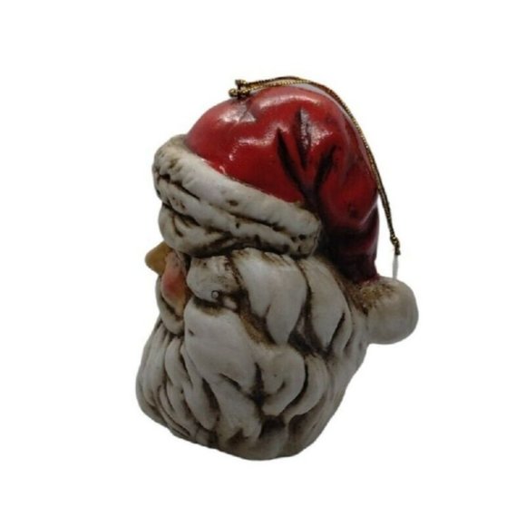Vintage Santa Claus Head Porcelain Christmas Tree Ornament 3 in Hanging - Picture 3 of 6